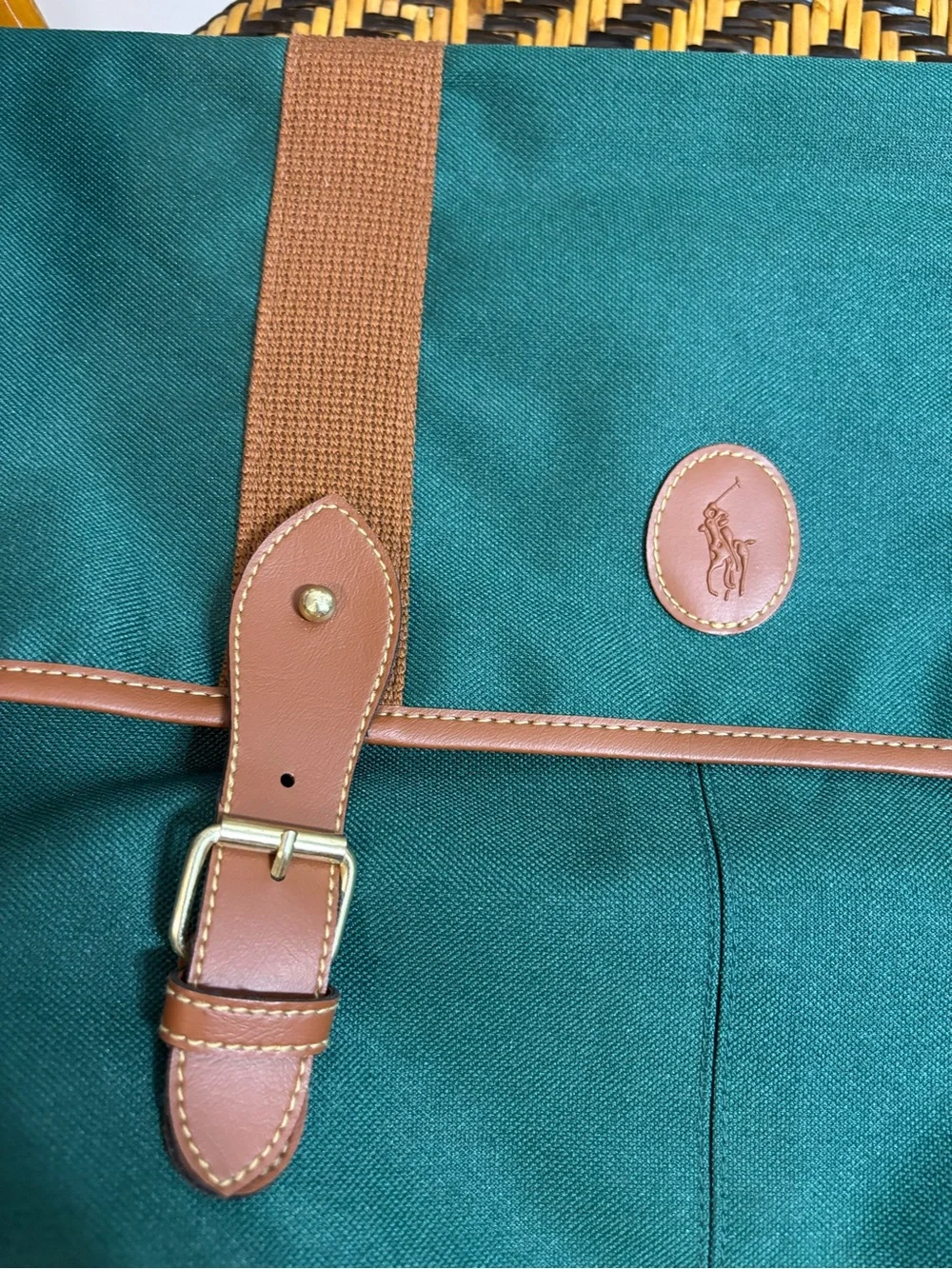 Vintage Polo Ralph Lauren Green Satchel Briefcase Bag